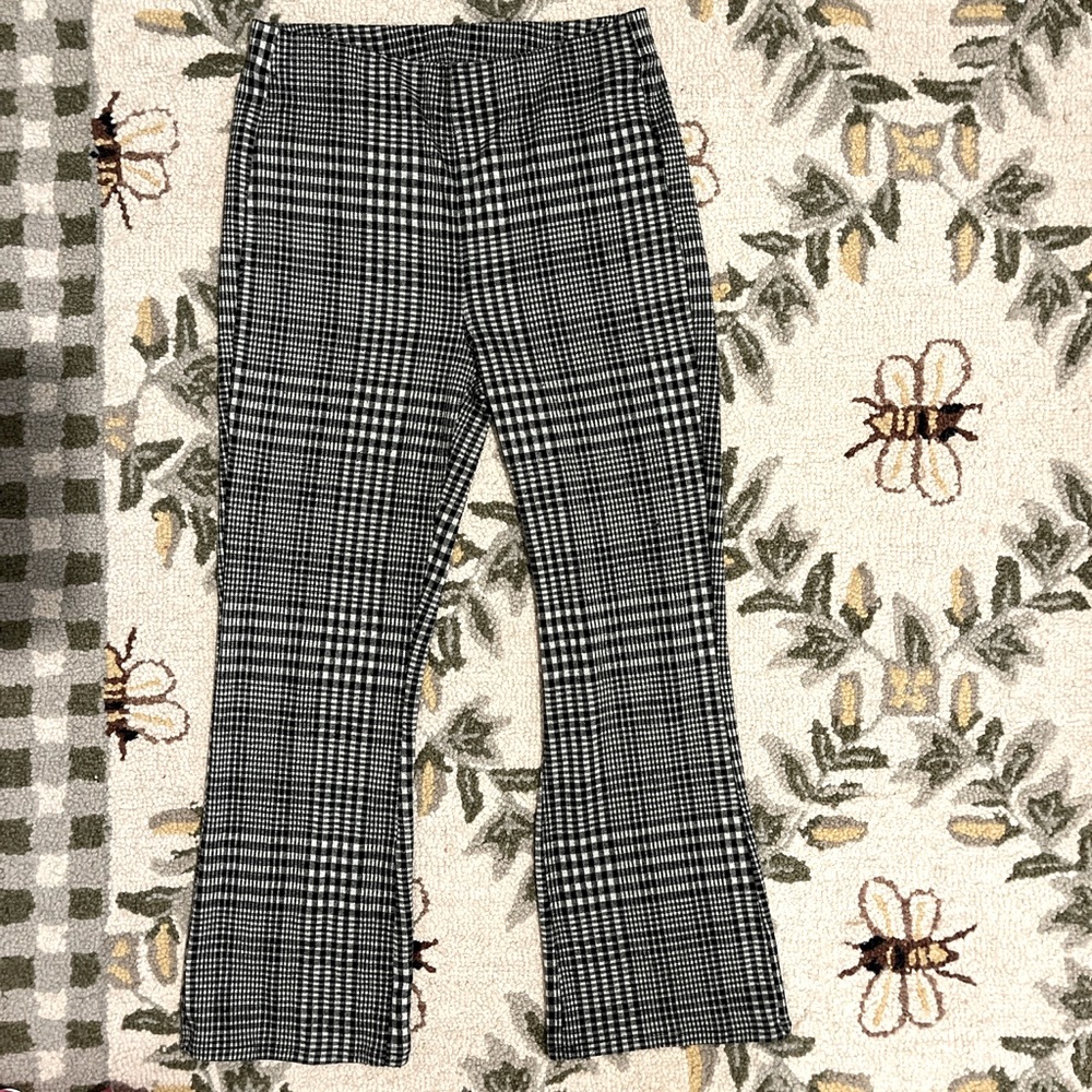 Black and white plaid trousers